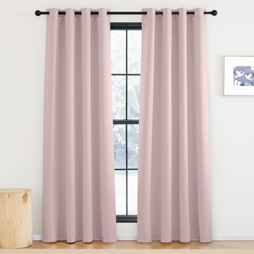 KGORGE Pink Vorhang 220 cm Lang Thermo Gardinen Isolierend Kälte Und Wärme Blickdichte Vorhänge Wohnzimmer Verdunkelungsvorhang Kinderzimmer Blackout Curtain, 220 x 140 cm(HxB) Hellrosa