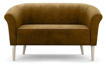 Sofello Skandinavisches Sofa 2 Sitzer ESPERO II Wohnzimmermöbel Sitzbank hydrophobes Gewebe hohe Beine aus Holz in Schwarz Weiẞ Buche ohne Schlaffunktion 136 cm x 55 cm x 40 cm (Monolith 48 - braun)