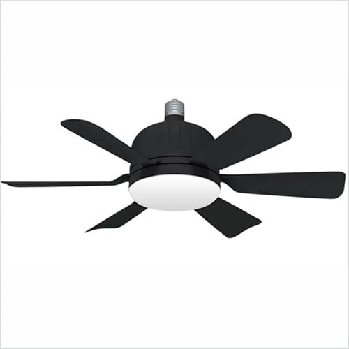 PAPUQ Ventilador de techo con luz, silencioso DC, mando a distancia, NEGRO, Ø 46cm, tono de luz ajustable y regulable. E27