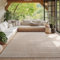 HomebyHome Teppich Wohnzimmer, Schlafzimmer, Wintergarten, Kurzflor Beige, Hoch-Tief-Effekt, weich & waschbar, Outdoor geeignet, pflegeleicht, 140x200 cm