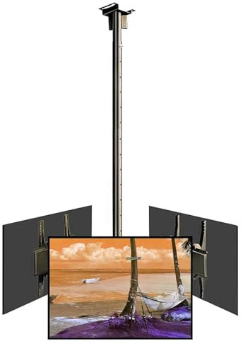 Triple Sided Ceiling TV Mount,Tv Wall Mount,360 Degrees Rotating TV Frame, 3 Flat/Curved Screen Bracket,for Shopping Mall