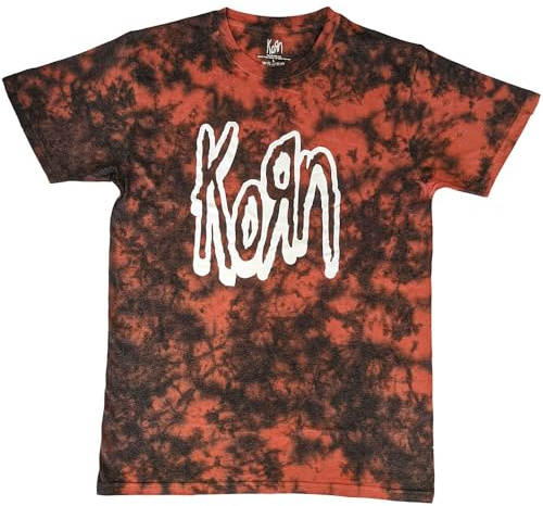 Rock Off officially licensed products Korn Logo Outline Band Logo Dye wash T Shirt M Red