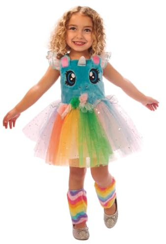 My Other Me Déguisement licorne rose pour fille avec robe et jambières colorées, taille 3-4 ans. Élève la magie et la couleur à chaque étape du carnaval