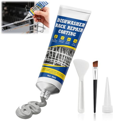 Dishwasher Rack Repair Coating, dishwasher Rack repair Kit Grey, 50ml | Dishwashers Basket Repairs Rubber,Waterproof,Rust-Proof and Heat-Resistant,Specially Developed for dishwashers Basket repairs