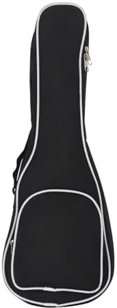 WWPMNQD Gitarrentasche 23 Zoll gepolsterter, weiß getrimmter, schwarzer tragbarer Gitarrenkoffer mit Vier Saiten, verdickter Aufbewahrungsrucksack aus Oxford-Stoff
