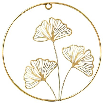Eisenanhänger Leichte Wanddekoration Gold, Ginkgo | Fenster Deko Hängen, Moderne Deko zum Aufhängen, Feine Oberfläche, 1 Stück, Eisen, Gold