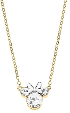 Disney Minnie Maus Halskette aus 925er Sterlingsilber mit 18 Karat Vergoldung und weißen Zirkonia, verstellbare Länge, für Damen und Mädchen, Fertig zum Verschenken, Offizieller Disney Schmuck