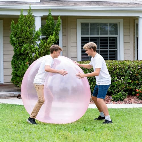 Bubble Ball XXL, HOVCEH 120cm Aufblasbarer Wasserblasenball, TPR Riesen Wasserball, Transparenter Wubble Bubble Ball Für Beach Garden Ball Party im Freien (Rosa)