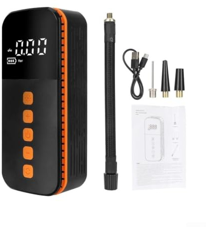 Belnotelt Compressore d'aria portatile senza fili, con display digitale e spegnimento automatico, pompa elettrica veloce da 80 W per biciclette, moto, scooter e auto