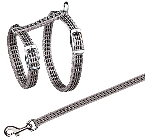 TRIXIE Katzengeschirr mit Leine - reflektierenden Streifen - stufenlos verstellbares Gurtband - Bauchumfang zwischen 22 - 42 cm - diverse Farben - zufällige Auswahl - 4184