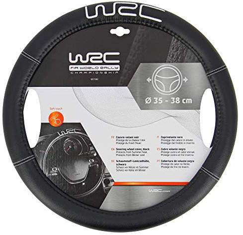 WRC 7380 73247 bestickte Schwartz bestickte Silberne lenkradabdeckung, Black, 0