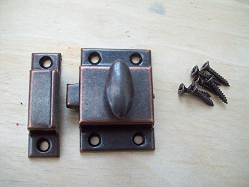 Ironmongery World Cupboard Cabinet Door Thumb Turn Thumbturn Catch Latch Lock in 3 Finishes - Antique/Bronze