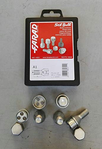 Farad Bulloni Antifurto per Auto A1 / A2 / A3 / A4 / A5 / A6 / A7 / A8 Ruote in Lega Originali (Stil Bull)