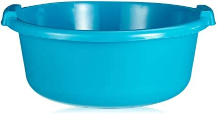 HELGUEFER - Große runde Schüssel 30 Liter | Plastik-Waschbecken mit Griffen | Robuste und langlebige Schüssel | Allgemeiner Gebrauch im Haushalt, Garten oder Industrie | Durchmesser 49 cm x Höhe 20 cm