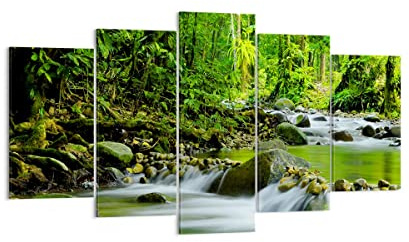 ARTTOR Bilder auf Leinwand 160x85cm Wandbild Landschaften Wald - 0174 | Strom Natur Mehrteilige Groß XXL Wanddekoration Wohnzimmer Schlafzimmer Wanddeko Wand Kunstdruck Wandkunst Wall Decor ARTTOR