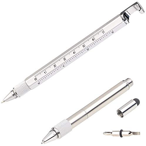 PEARL Multitool Kugelschreiber: 7in1-Kugelschreiber mit Touchpen, Schraubendreher, Lineal & mehr (7 Funktionen, Multifunktionskugelschreiber, Schraubenausdreher)