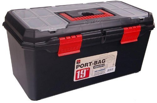 19 inch Black Heavy Duty Strong Plastic Maestro Toolbox with Handle TB095