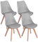 DORAFAIR 4er Skandinavischen Retro Design Gepolsterter lStuhl Kunststoff PP Esszimmerstühle,mit Massivholz Buche Bein,Grau