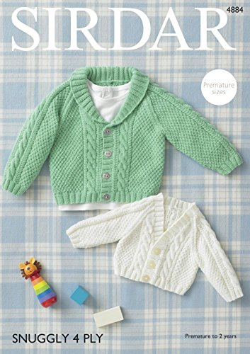 Sirdar Snuggly 4 ply 50g Knitting Pattern - 4884 Raglan Cardigans
