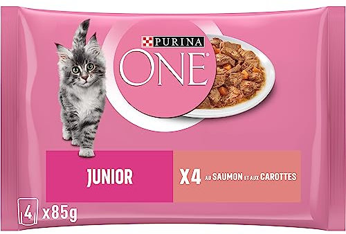 PURINA ONE Junior mit Lachs für Kätzchen | 4 x 85 g | 4 Stück