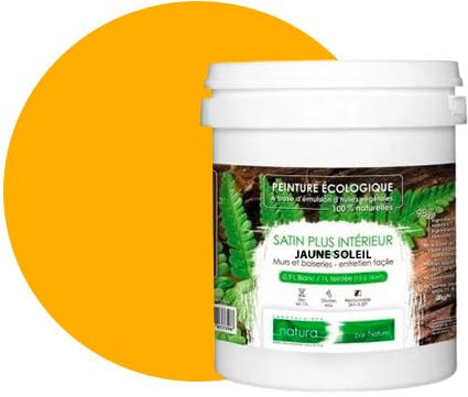 BOX DECO COULEURS Peinture naturelle écologique aspect Satin NATURA - Tassili - Murale intérieur 1 L - 18 m² (Jaune Soleil)
