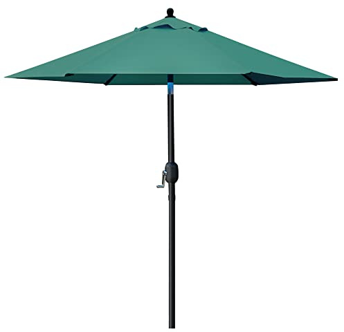 Sunnyglade Parapluie de terrasse avec bouton poussoir inclinable/manivelle 6 baleines vert foncé