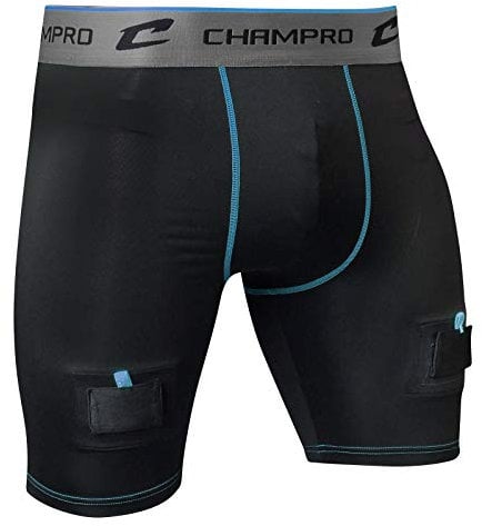 Champro Herren Compression Jock Crease Hockey-Kompressions-Shorts, schwarz, Large