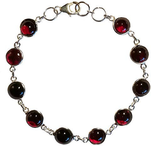 Bijoux et Objets - Bracelet grenat en argent massif 925 - Dimensions des pierres 6mm