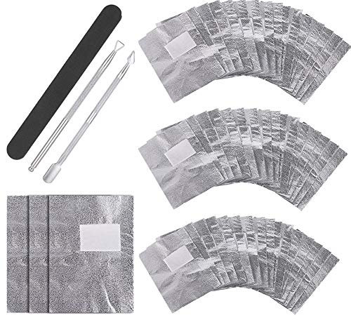 tonyg-p 300 PCS Nail Foil Wraps Remover, Soak off Gel Nail Polish Remover Foil Wraps with Cuticle Pusher Triangle Cuticle Peeler and Nail File for Removing Nail Polish at Home