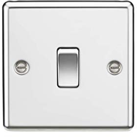 Knightsbridge CL2PC 10AX 1G 2 Way Plate Switch - Rounded Edge Polished Chrome, 7.5 mm*85.75 mm*85.75 mm