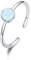 Stapelbare Ringe Opal 925 Sterling Silber Verstellbar Opal Ringe Offene Ringe für Damen Mutter Tochter Mädchen (Weiß-B)