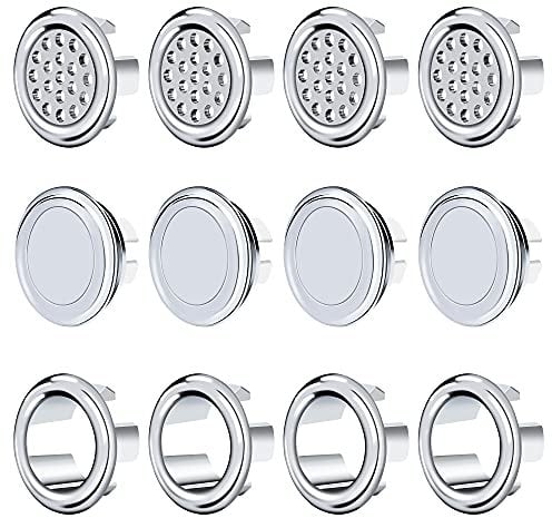 Anillo de Desbordamiento de Fregadero Cubierta de Anillo de Rebosadero de Fregaderos Tapa de Tapón de Drenaje de Desbordamiento de Recorte de Lavabo para Baño Cocina 12 Piezas
