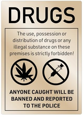 Panneau de signalisation « No Drugs » (A4-297 x 210 mm) - Noir