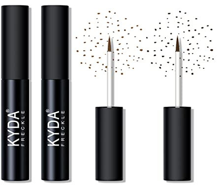 KYDA 2 Colors Liquid Freckle, Natural Freckle Makeup Pen, Longlasting Face Freckle Liquid Makeup, Soft Dot Sopt Pen Magic Freckle Color-Light Brown&Dark Brown