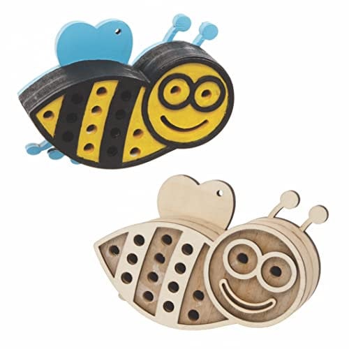 Baker Ross FE374 Hummel-Hotels aus Holz, 2 Stück, Holzhandwerk-Aktivitäten zum Bemalen und Dekorieren für Kinder, Kunst und Handwerk oder Gartenprojekte