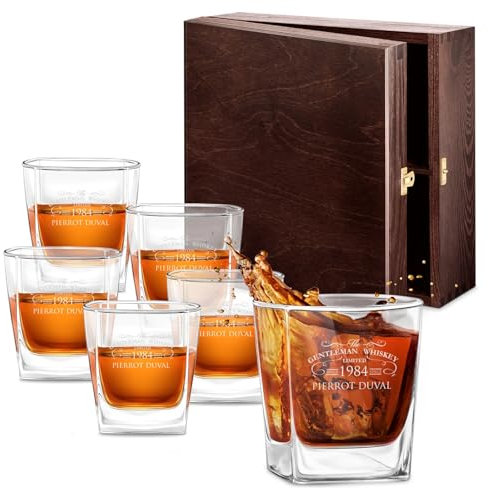 Maverton Ensemble de 6 Verres à Whisky pour lui - Cadeau Homme - Verres classique pour connaisseurs - Gravure au Laser sur chaque Verre a Whisky 250 ml - Cadeau Personnalisé pour homme - Depuis
