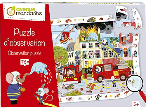 MY MANDARINE PU022C - Lernspiel / Wimmelpuzzle, 76 Teile, ab 5 Jahren, Feuerwehr, 1 Stück