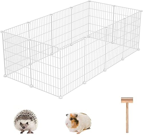 C&AHOME Pet Playpen, Small Animals Supplies, 12 Panels, 12 × 15, White