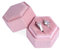 AIEX Ringbox aus Samt, für Schmuck, Doppelschlitze, Sechseck, Ringbox, für Verlobung, Zeremonie, Hochzeit, Valentinstag, mit 2 Ringen (Rosa)