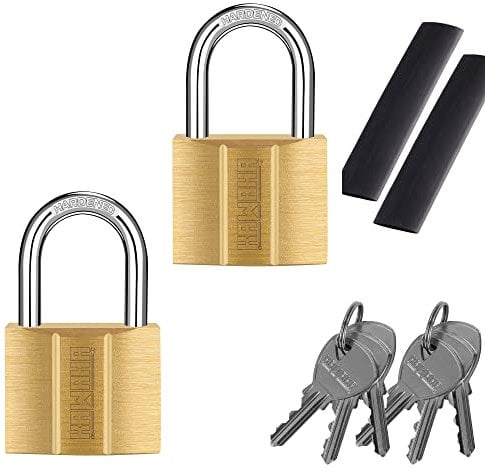 KAWAHA US-81/40-2P Cadenas à clé en laiton (étanche, serrure en laiton massif) pour abris de jardin, unité de rangement, école, casier de gym, clôture, boîte à outils, moraillon