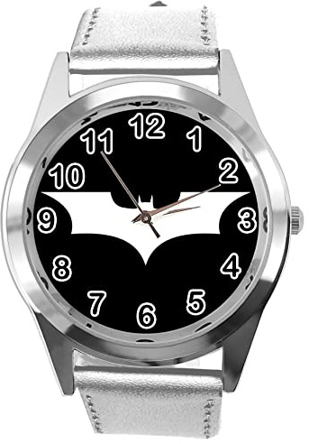 TAPORT Silver Leather Round Watch for Action Movie Fans E2