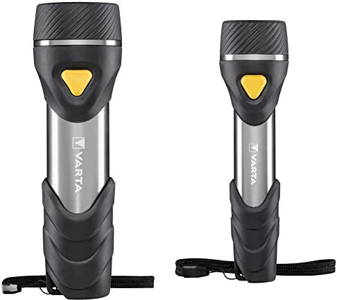 VARTA Taschenlampe mit 14 LEDs inkl. 2x D Batterien & Taschenlampe mit 9 LEDs inkl. 2x AA Batterien, Day Light Multi LED F20 Leuchte, Taschenleuchte mit Anhänger, Lampe ideal für Haushalt