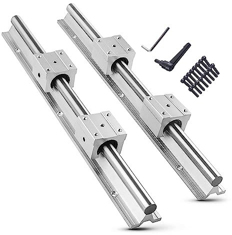 CNCMANS Rails Linéaire Guide 2 SBR20-300mm Rail de Glissière Linéaire Axe de Guidage Linéaires + 4 SBR20UU Blocs de Roulement, Rails et Roulements Linéaires pour les machines dautomatisation