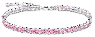 THOMAS SABO Tennisarmband mit pinken Steinen Silber 925 Sterlingsilber