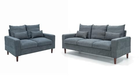 Panana Fabric sofas - 3 & 2 seater sofa settee- 3 seater and 2 seater Sofa sets For Living Room, Grey