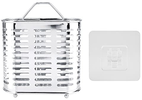 Porta utensilios Autoadhesivo Montado en la pared Jaula para palillos 16x14x8cm Acero inoxidable Cubiertos de cocina Escurridor Fregadero Cesta Tendedero, Cuchara Tenedor Cuchillo Caja de almacenamien