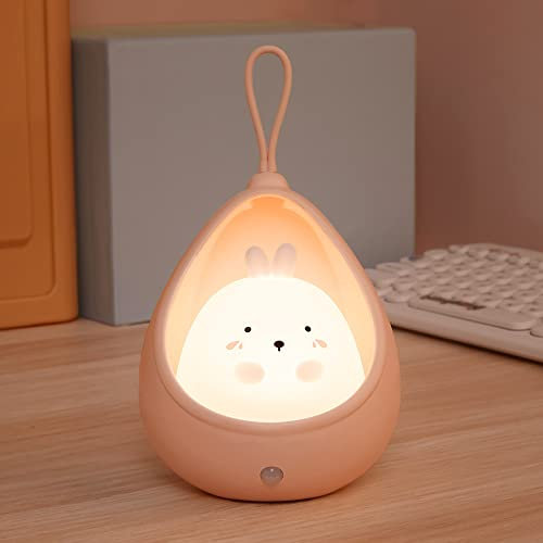 S_way Veilleuse mignonne pour enfants, lampe de chevet LED avec détecteur de mouvement, crochet portable, lampe animal rechargeable par USB pour chambre de bébé, cadeau d'anniversaire