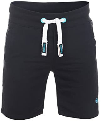 riverso Herren Sweat Short RIVMoritz Kurze Sweatshorts Bermuda Sommer Sport Shorts Baumwolle Schwarz XL, Größe:XL, Farbe:Black-Tropical Turquoise (64011)