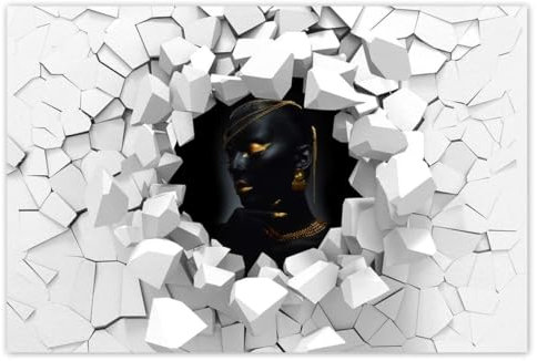 H8890M_WDPL1B Foto-Poster, Motiv Frauengesicht in Gold, 120 x 80 cm