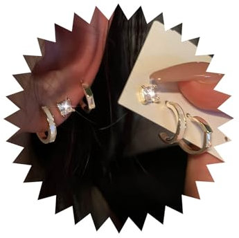 Atentuyi Boho Mini Quadrat Cz Ohrstecker Gold Kleine Kristall Reif Ohrringe Weiß Emaille Winzige Strasssteine Huggie Ohrringe Schmuck Für Frauen Und Mädchen 6 Pes